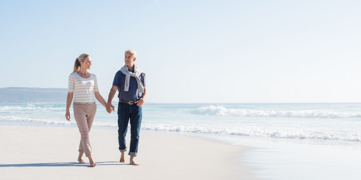 Couple walking at beach